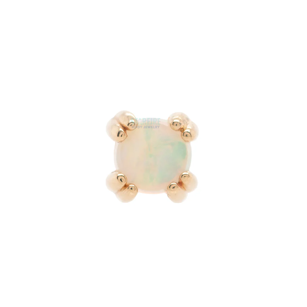 Genuine White Opal Cabochon Prong Set Nostril Screw in Gold & Platinum - Image 4