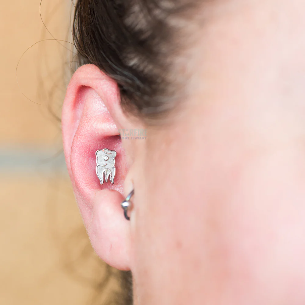 "Gold Tooth" Threaded End in Gold with White CZ - Image 2