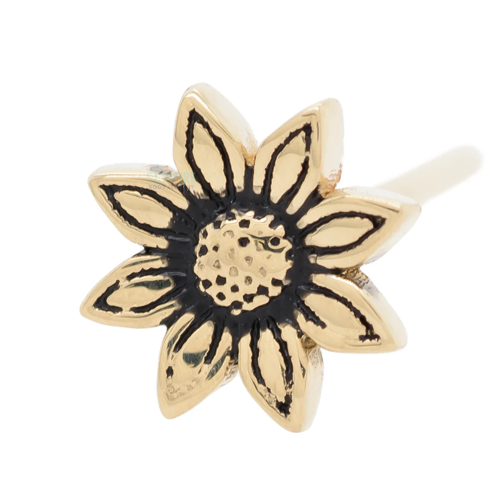 Golden Sunflower Nostril Screw in Gold
