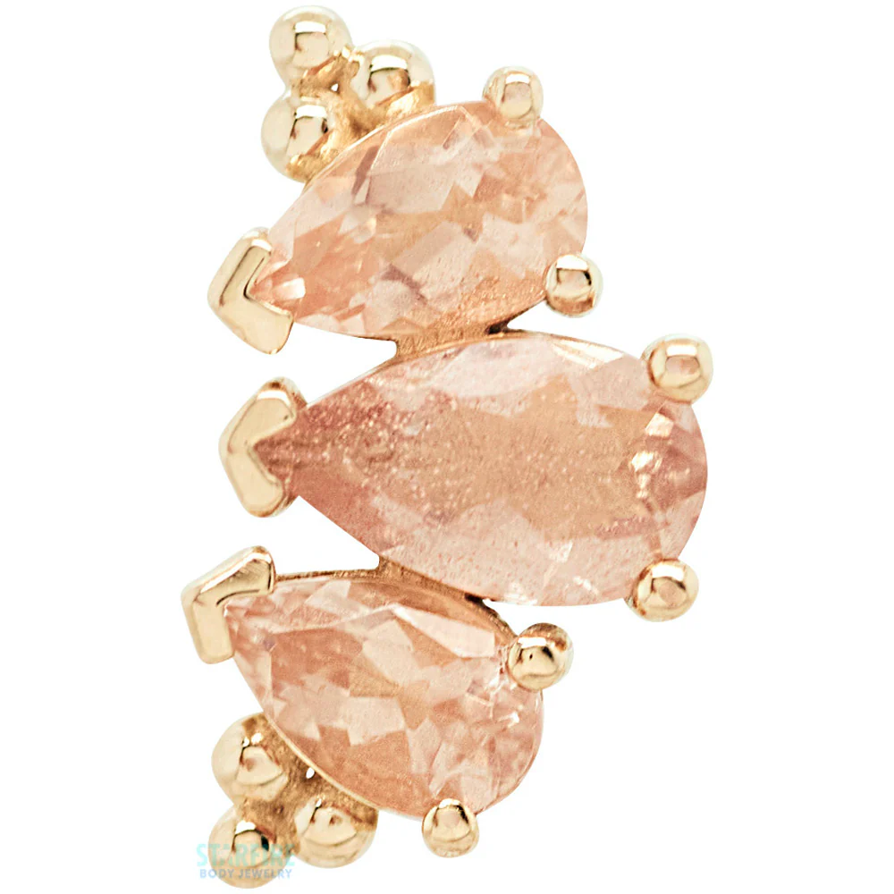 "Graduated 3 Gem Pear Panaraya" Threaded End in Gold with Oregon Sunstones - Image 4