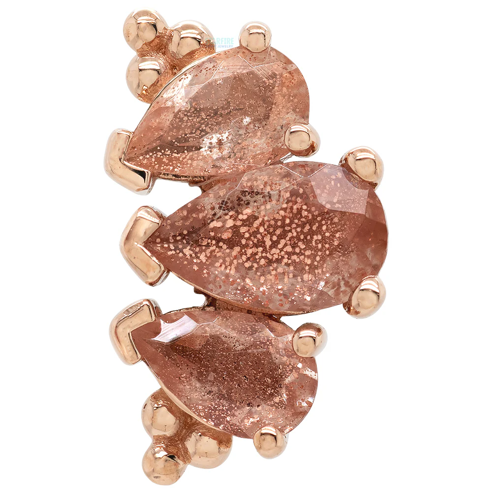 "Graduated 3 Gem Pear Panaraya" Threaded End in Gold with Oregon Sunstones - Image 5