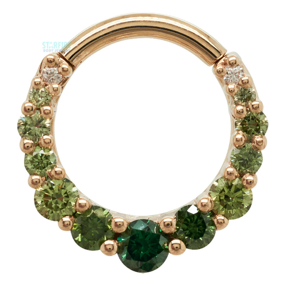 Graduating Gem "Oaktier" Hinge Ring in Gold with Green Ombre Diamonds - Image 3