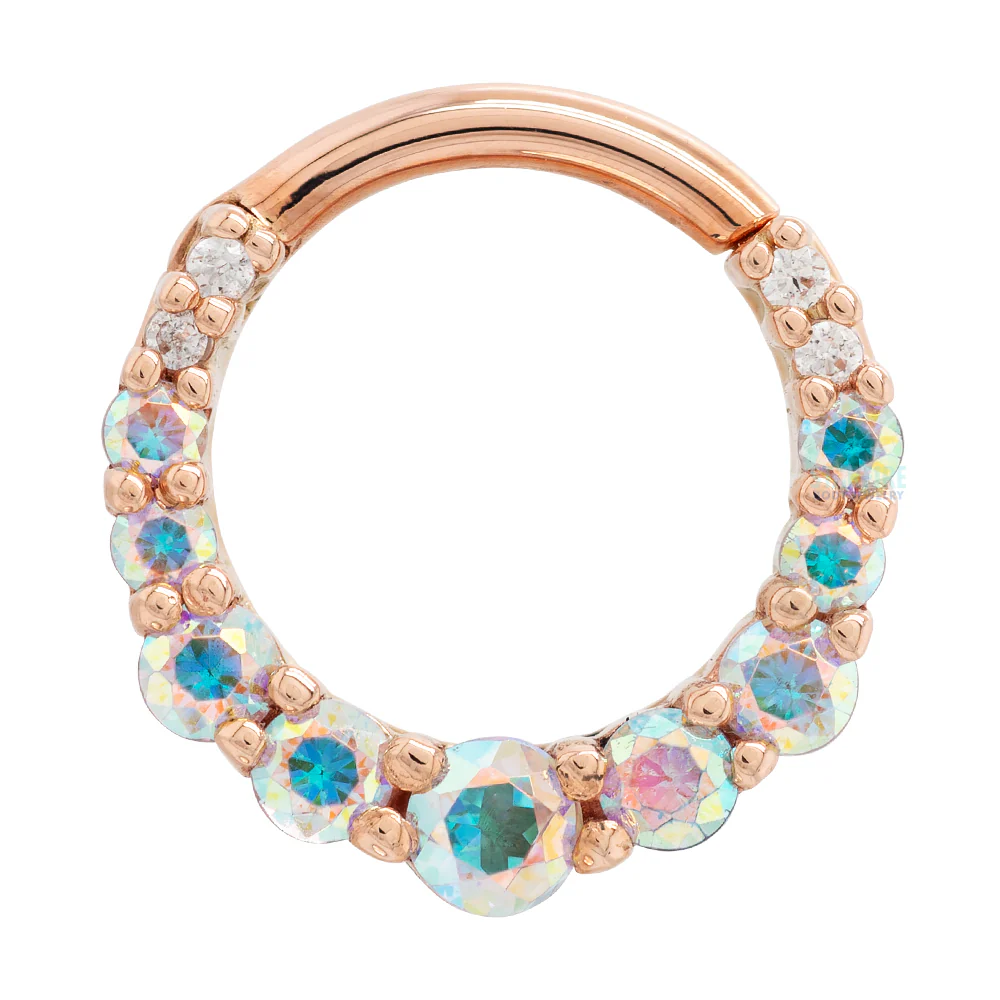 Graduating Gem "Oaktier" Hinge Ring in Gold with Mercury Mist Topaz & White CZ's - Image 5