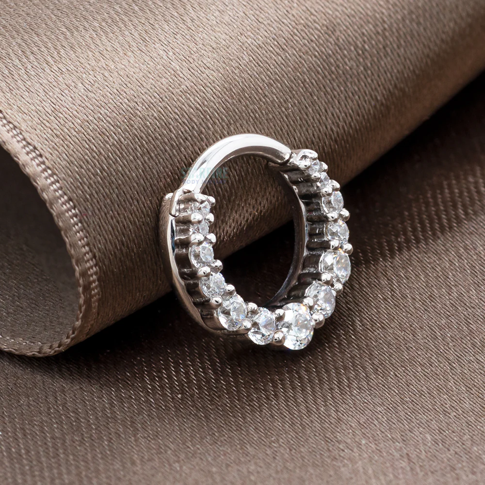 Graduating Gem "Oaktier" Hinge Ring in Gold with White CZ's - Image 2