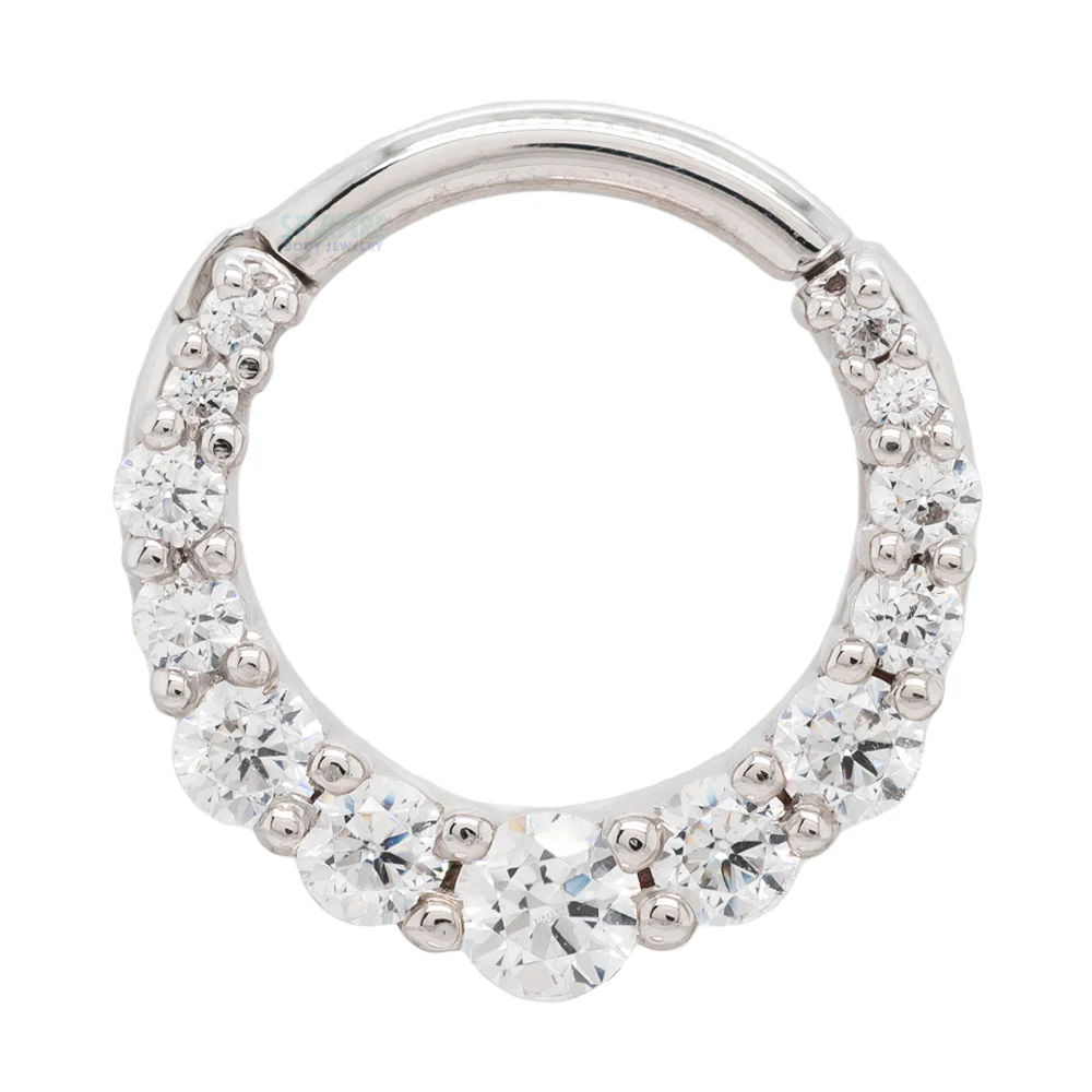 Graduating Gem "Oaktier" Hinge Ring in Gold with White CZ's - Image 4