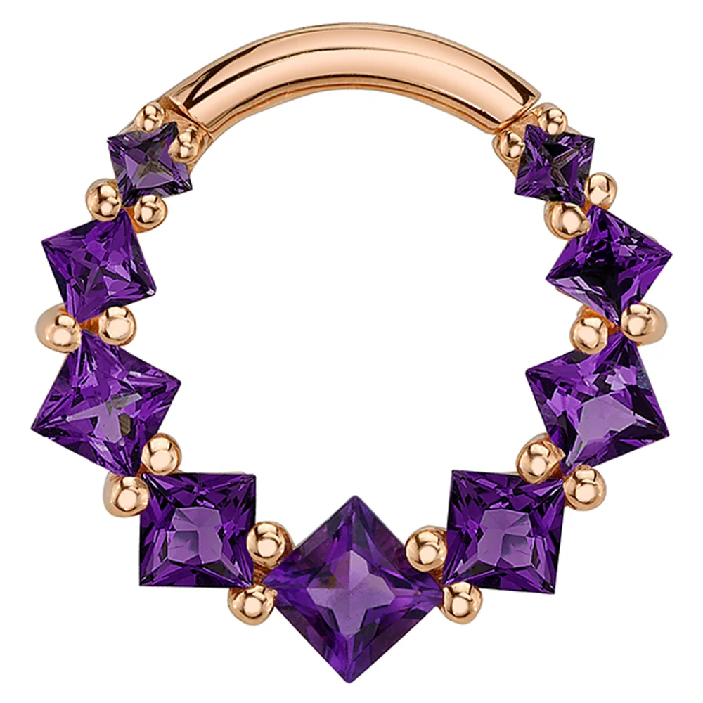 Graduating Tiffany Hinge Ring in Gold with Amethyst - Image 2