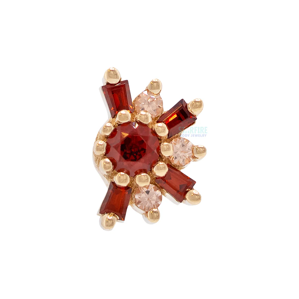 "Half Elaine" Threaded End in Gold with Garnet & Champagne Sapphires - Image 2