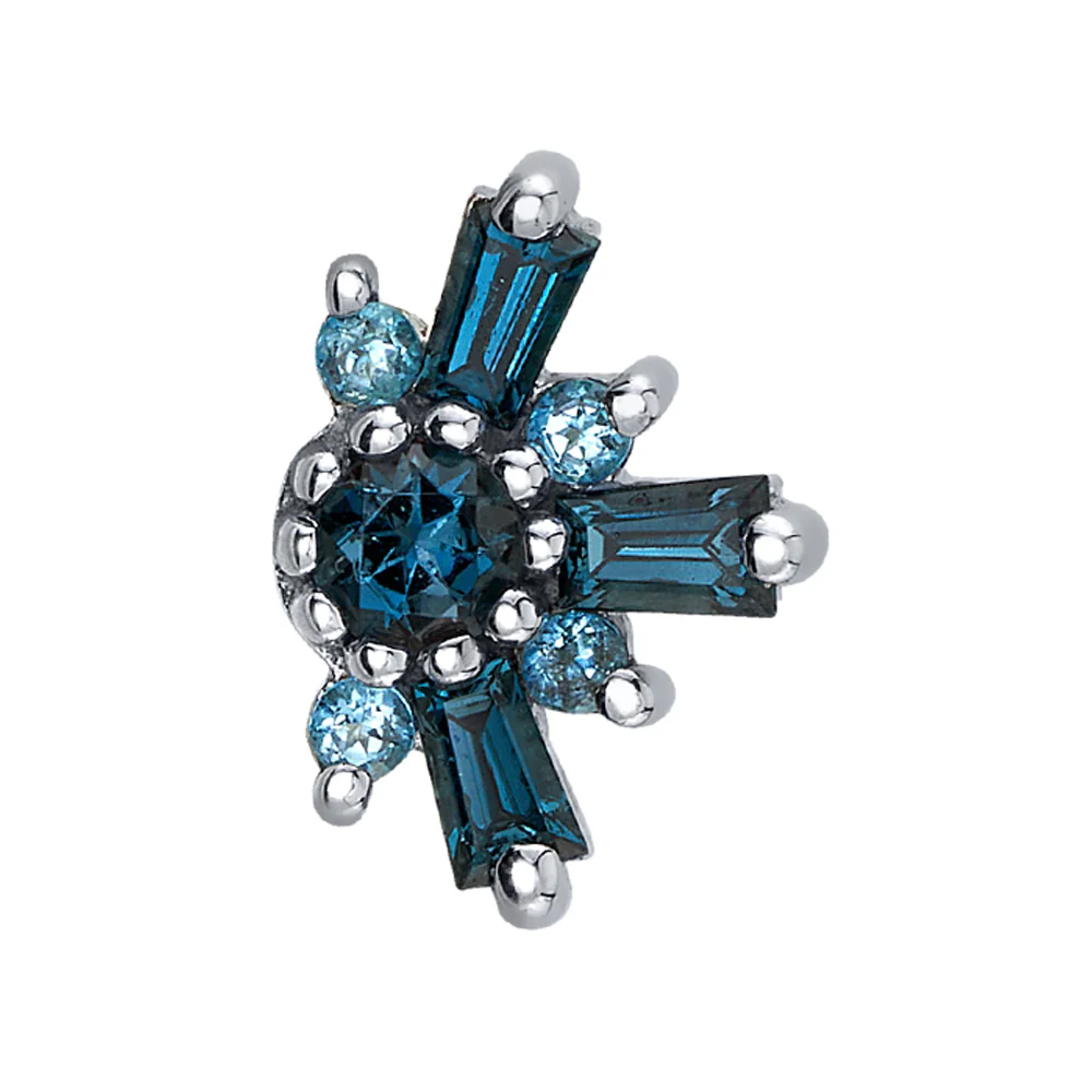 "Half Elaine" Threaded End in Gold with London Blue Topaz & Ice Blue Topaz - Image 2
