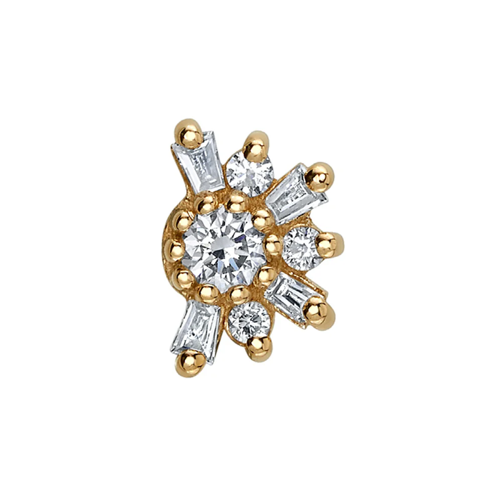 "Half Elaine" Threaded End in Gold with White CZ's - Image 2