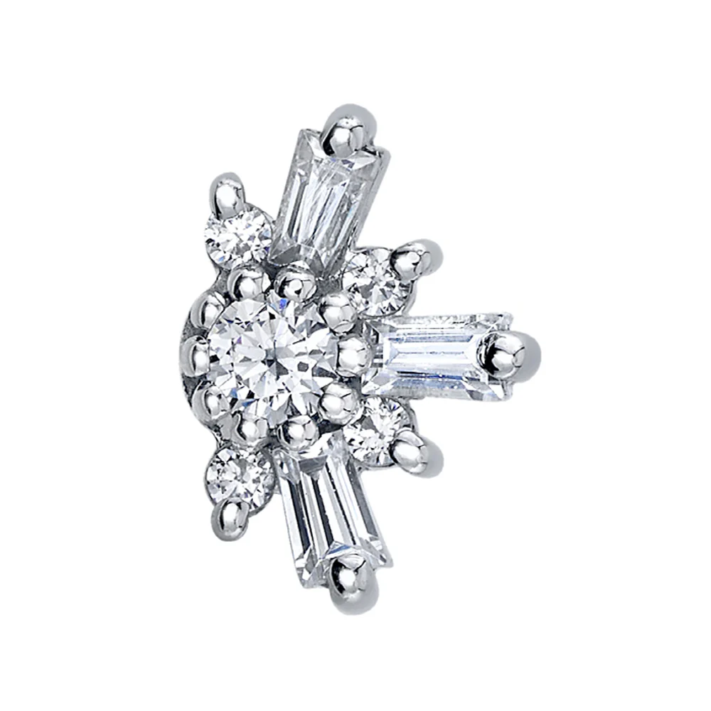 "Half Elaine" Threaded End in Gold with White CZ's - Image 3