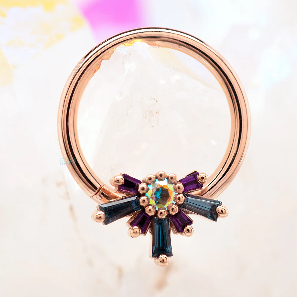 "Half Mininova" Seam Ring in Gold with Amethyst, London Blue Topaz & Mercury Mist Topaz - Image 2