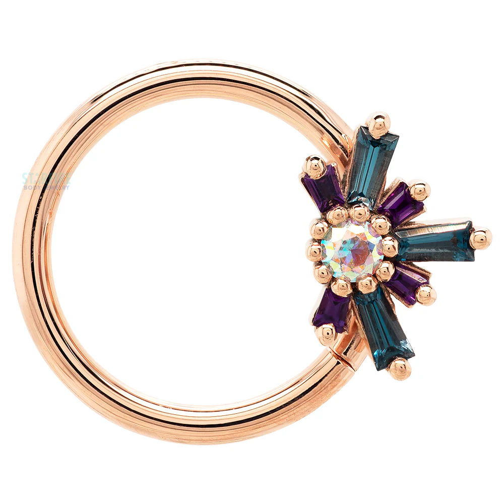 "Half Mininova" Seam Ring in Gold with Amethyst, London Blue Topaz & Mercury Mist Topaz - Image 3