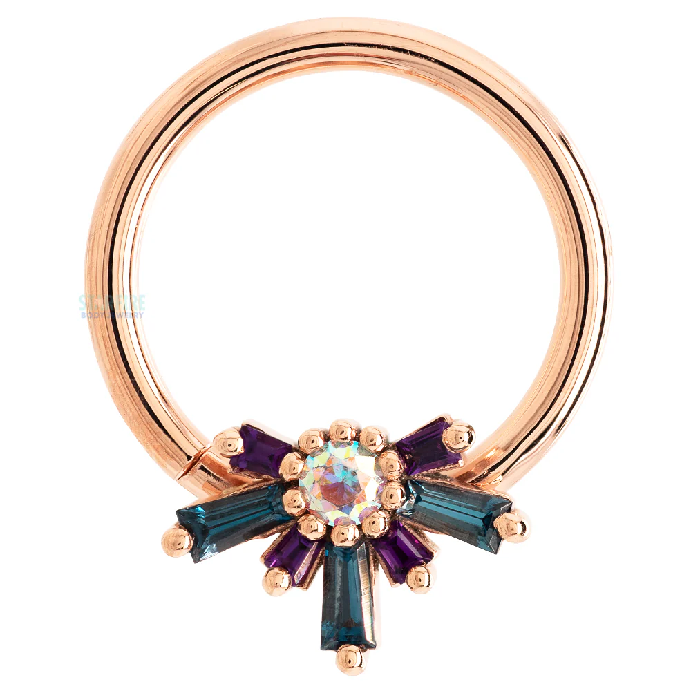 "Half Mininova" Seam Ring in Gold with Amethyst, London Blue Topaz & Mercury Mist Topaz - Image 4