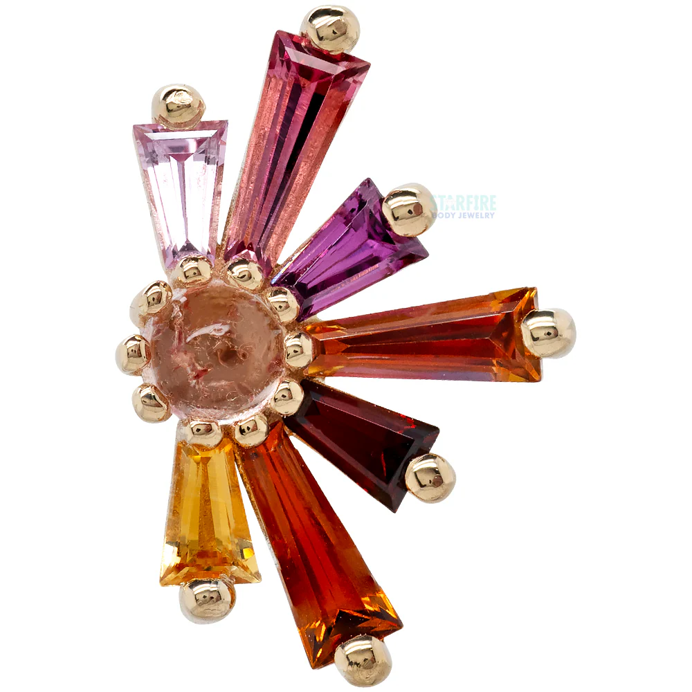 "Half Supernova" Threaded End in Gold Multicolor with Genuine Gemstones - Image 3