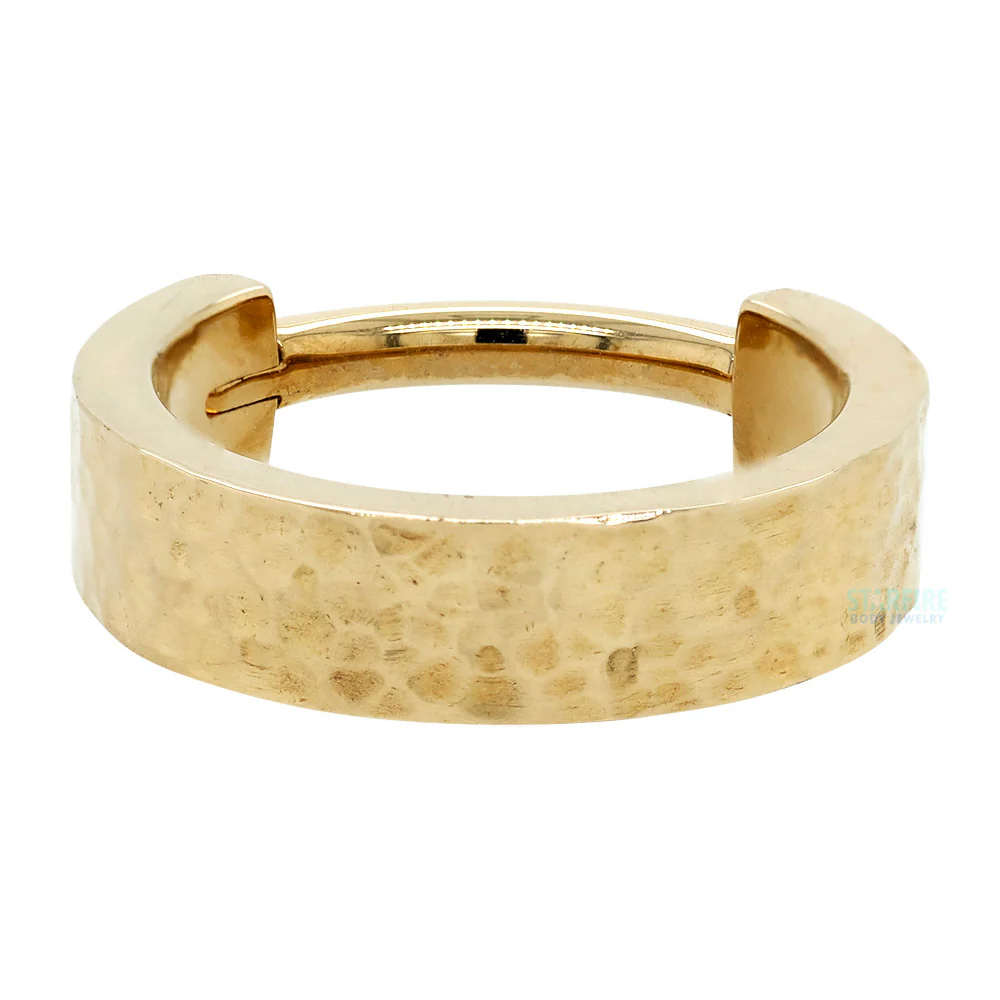 Hammered Ear Cuff Hinge Ring in Gold & Platinum