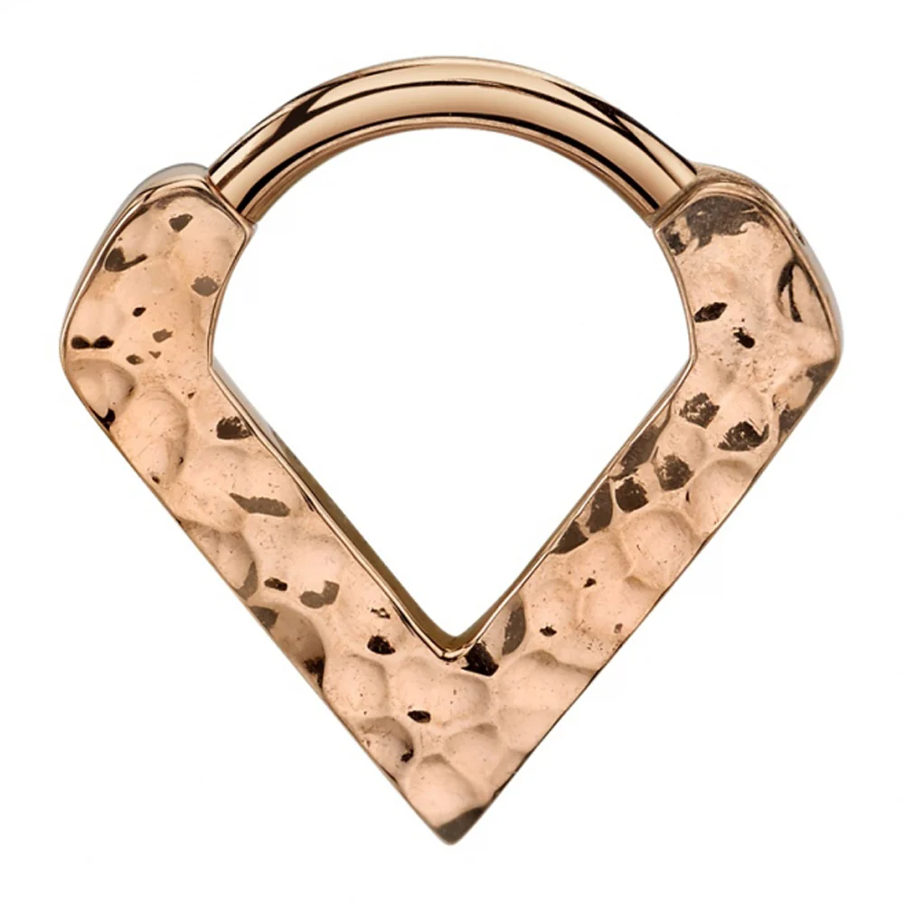 Hammered "Exotix V" Hinge V Ring in Gold - Image 2