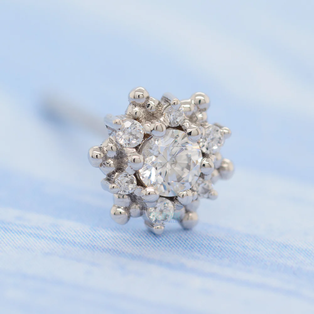 "Hannah" Nostril Screw in Gold with White CZ's - Image 2