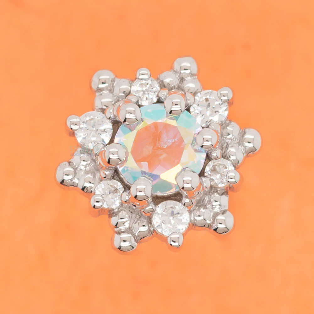 "Hannah" Threaded End in Gold with Mercury Mist Topaz & White CZ's - Image 2