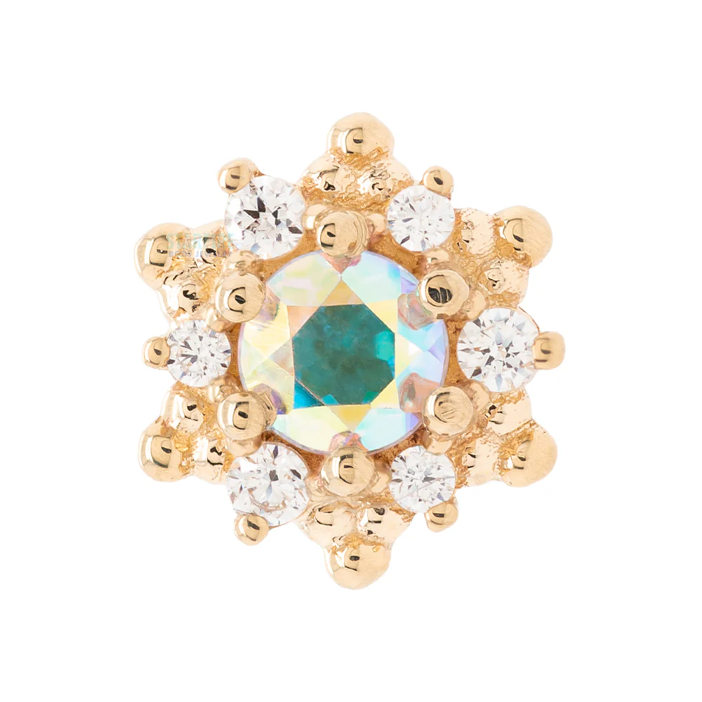 "Hannah" Threaded End in Gold with Mercury Mist Topaz & White CZ's - Image 4