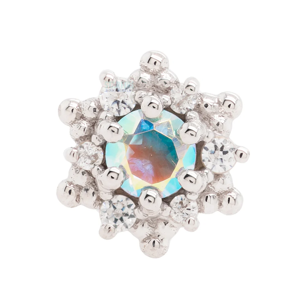 "Hannah" Threaded End in Gold with Mercury Mist Topaz & White CZ's - Image 5