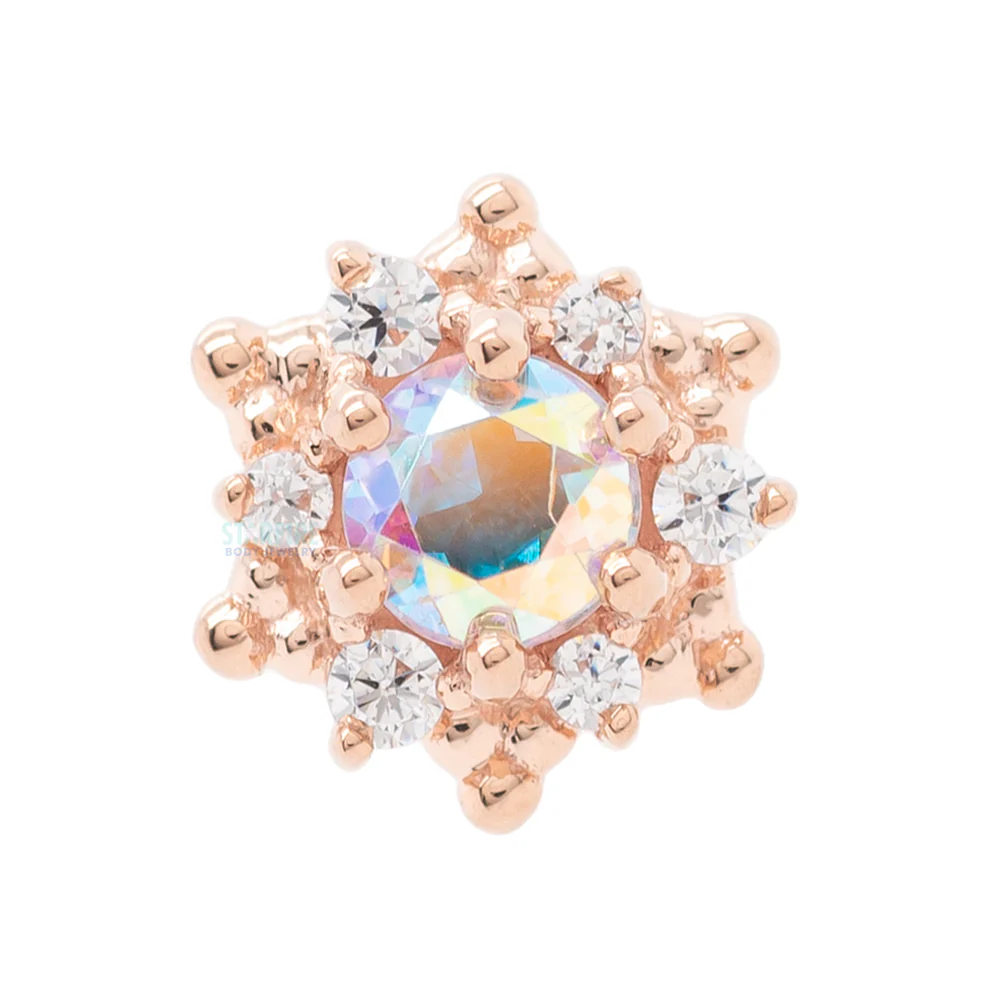 "Hannah" Threaded End in Gold with Mercury Mist Topaz & White CZ's - Image 6