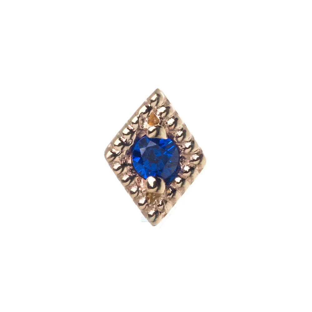 "Harlequin" Nostril Screw in Gold with Dark Blue CZ