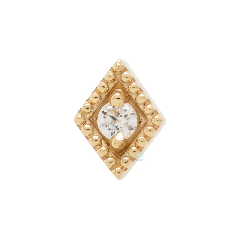 "Harlequin" Threaded End in Gold with White CZ - Image 3