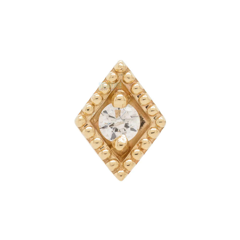 "Harlequin" Threaded End in Gold with White CZ - Image 4