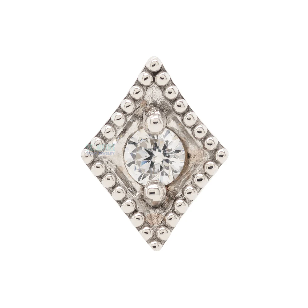"Harlequin" Threaded End in Gold with White CZ - Image 6
