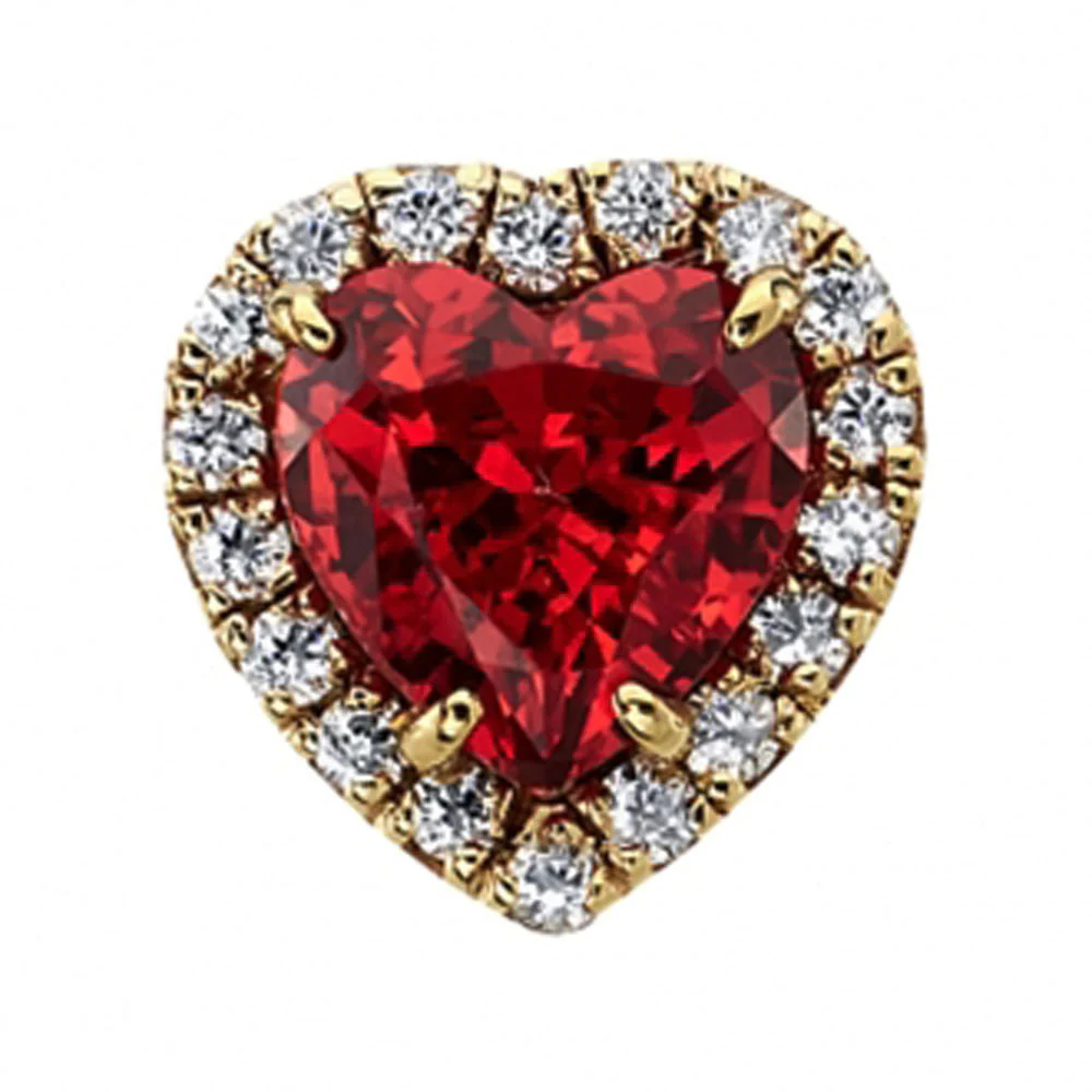 "Heart Altura" Threaded End in Gold & Platinum with Garnet & DIAMONDS - Image 2