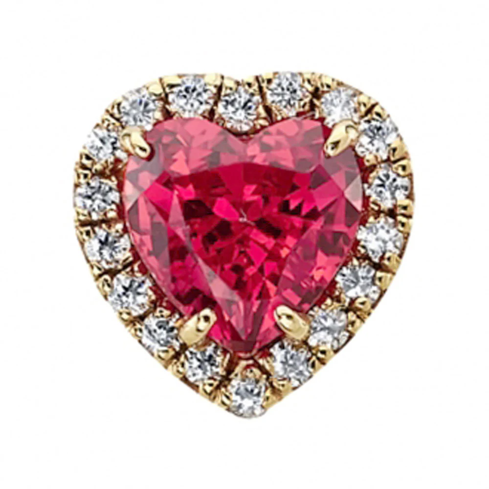 "Heart Altura" Threaded End in Gold & Platinum with Padparadscha Sapphire & DIAMONDS - Image 2