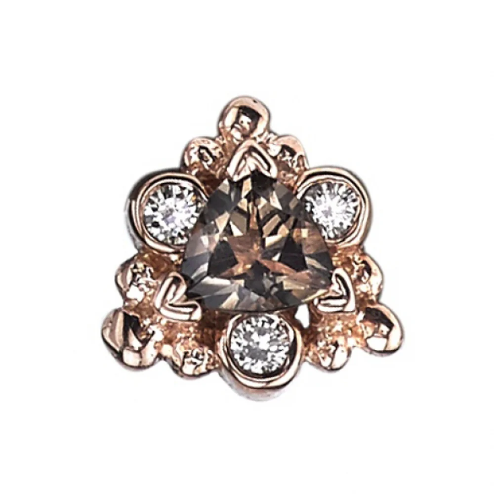 "Helana" Threaded End in Gold with Smoky Quartz & DIAMONDS - Image 2