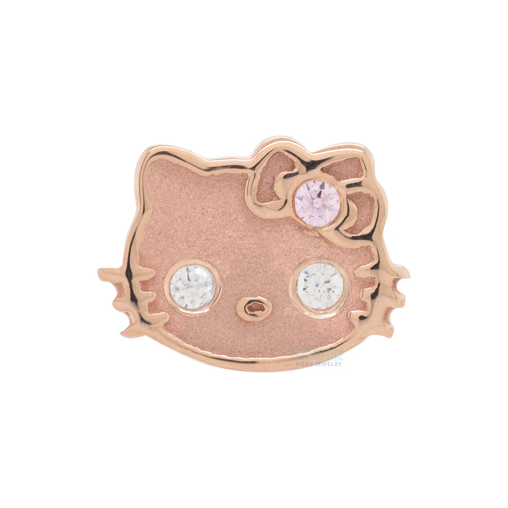 Hello Kitty Threaded End in Gold with White & Pink CZ's - Image 6