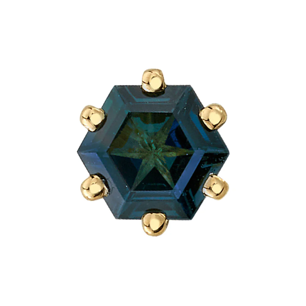 Hexagon Prong-Set London Blue Topaz Threaded End in Gold - Image 2