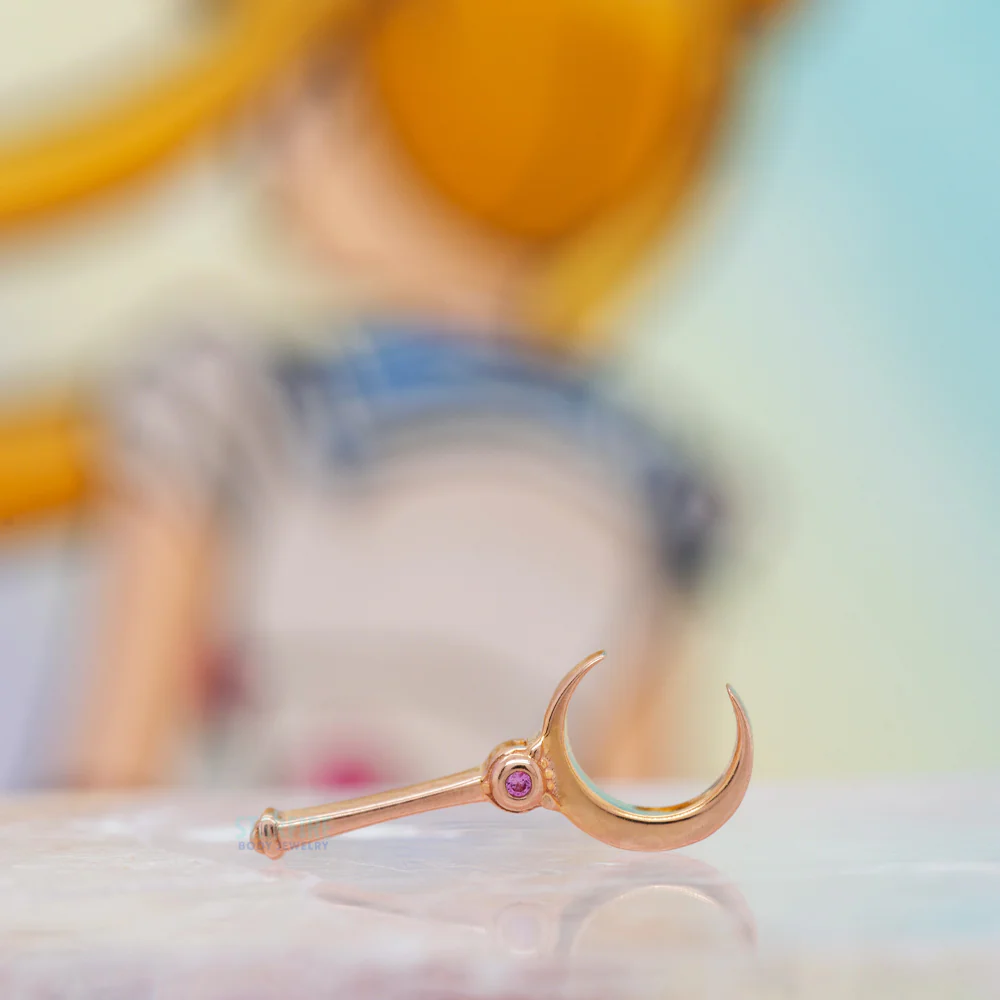 "Hey Sailor!" Threaded End in Gold with Light Pink Sapphire - Image 2