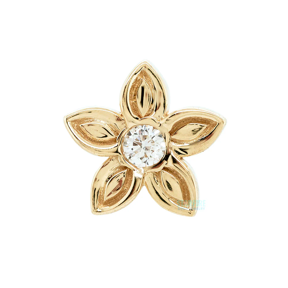 Hibiscus Threaded End in Gold with DIAMOND - Image 3