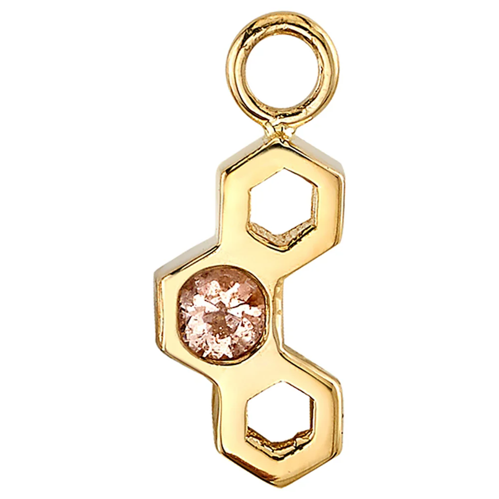 Honeycomb Charm in Gold with Oregon Sunstone - Image 2