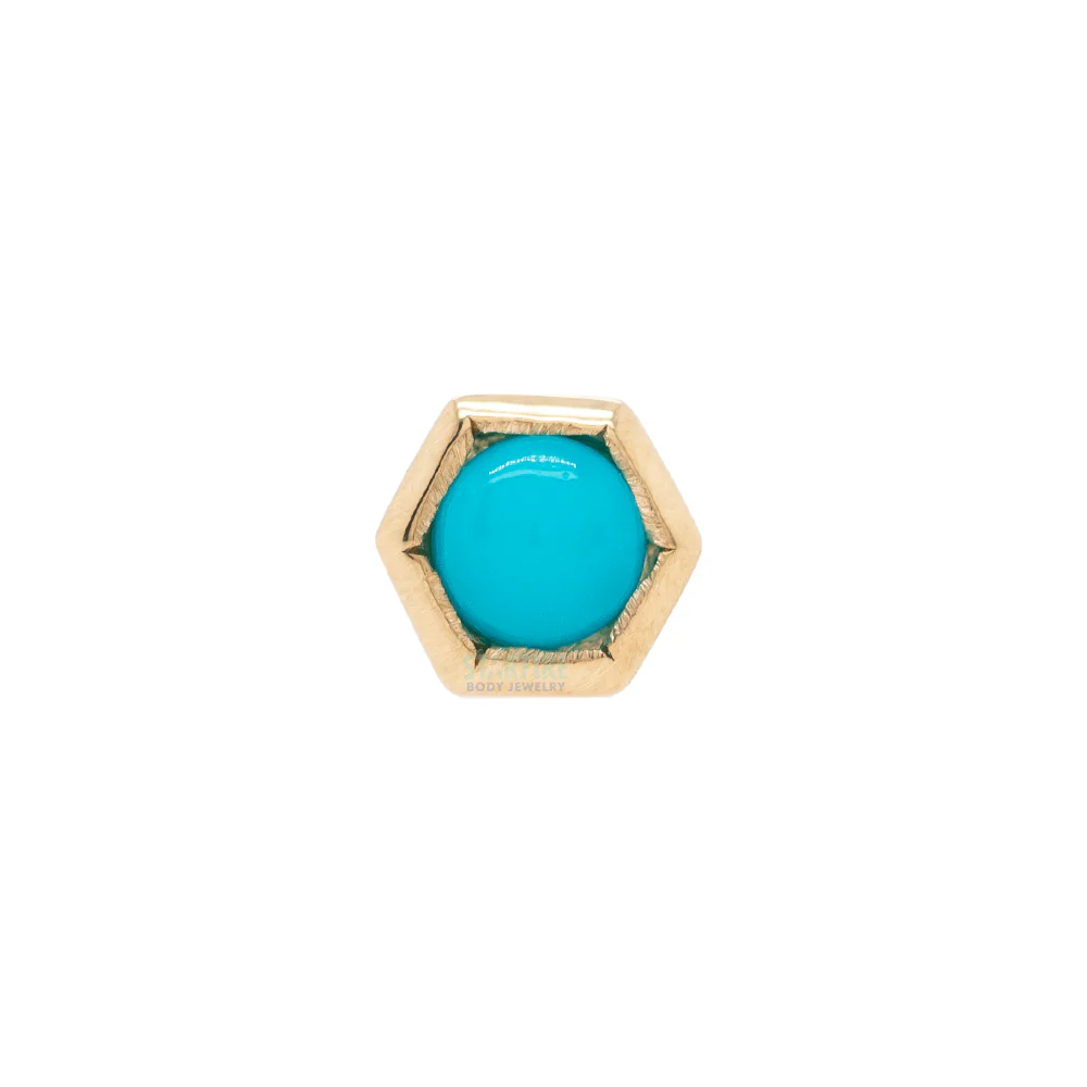 Honeycomb Nostril Screw in Gold with Turquoise - Image 3