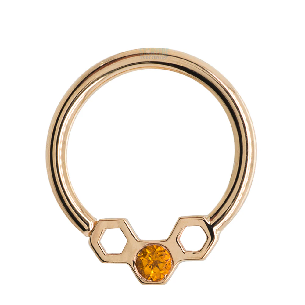 Honeycomb Seam Ring in Gold with Citrine - Image 2