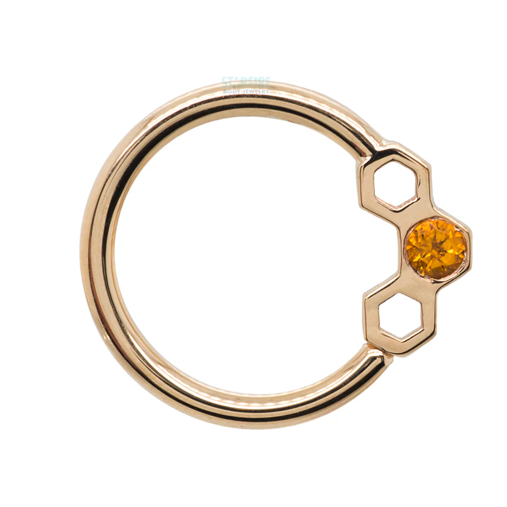 Honeycomb Seam Ring in Gold with Citrine - Image 3