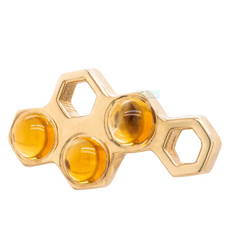 Honeycomb Threaded End in Gold with Citrine Cabochon - Image 2