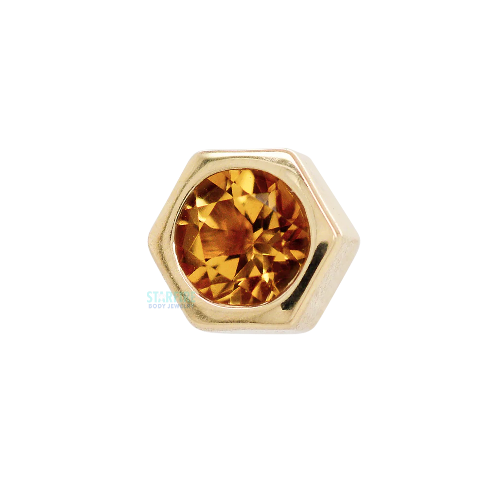 Honeycomb Threaded End in Gold with Faceted Citrine