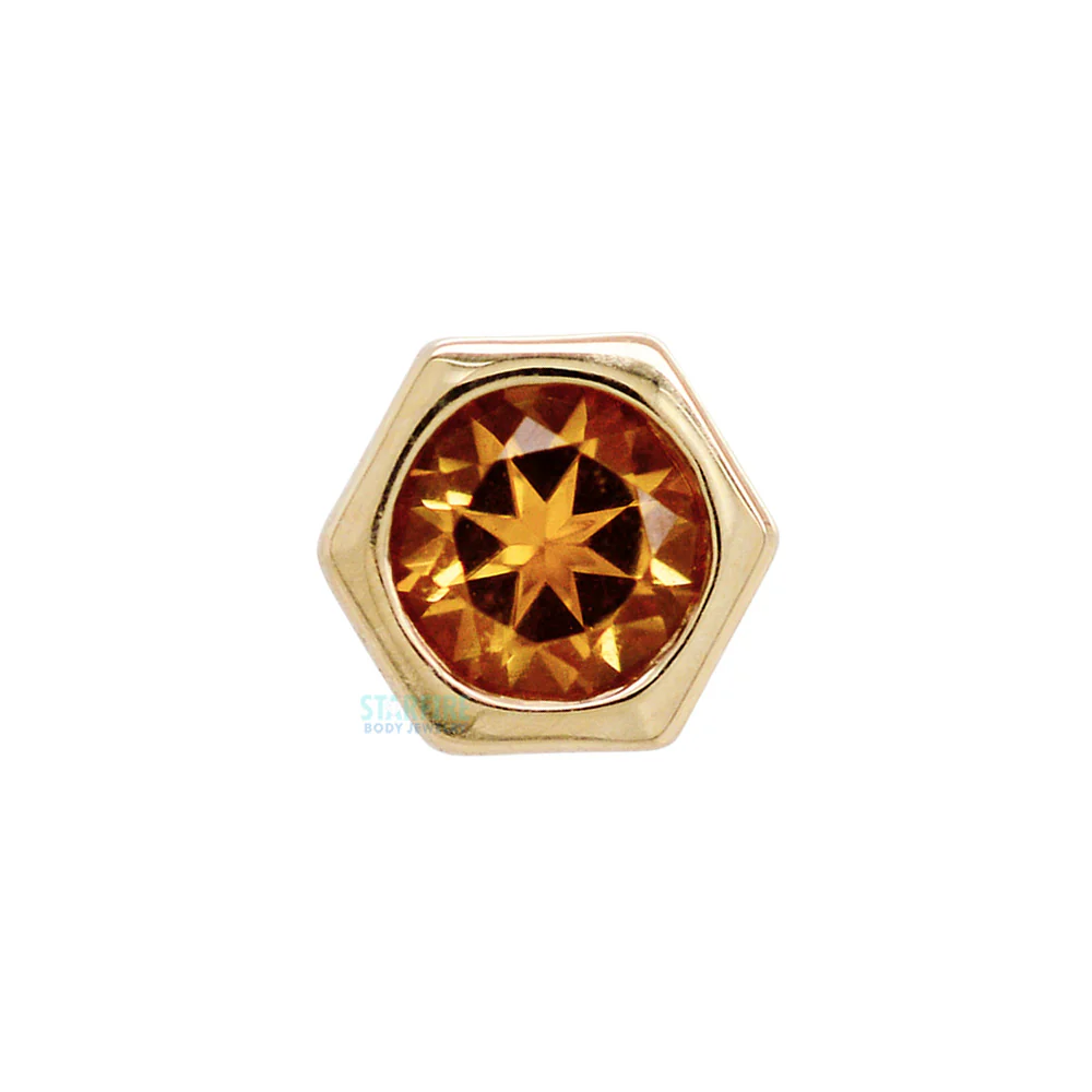 Honeycomb Threaded End in Gold with Faceted Citrine - Image 3