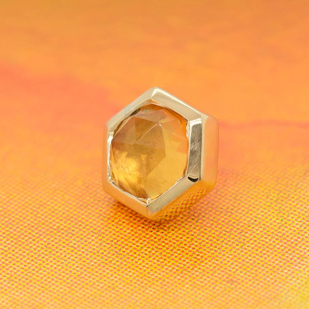 Honeycomb Threaded End in Gold with Rose Cut Citrine - Image 2