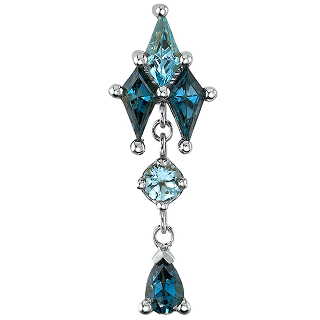 "Howl" Threaded End in Gold with London Blue Topaz' & Swiss Blue Topaz' - Image 2