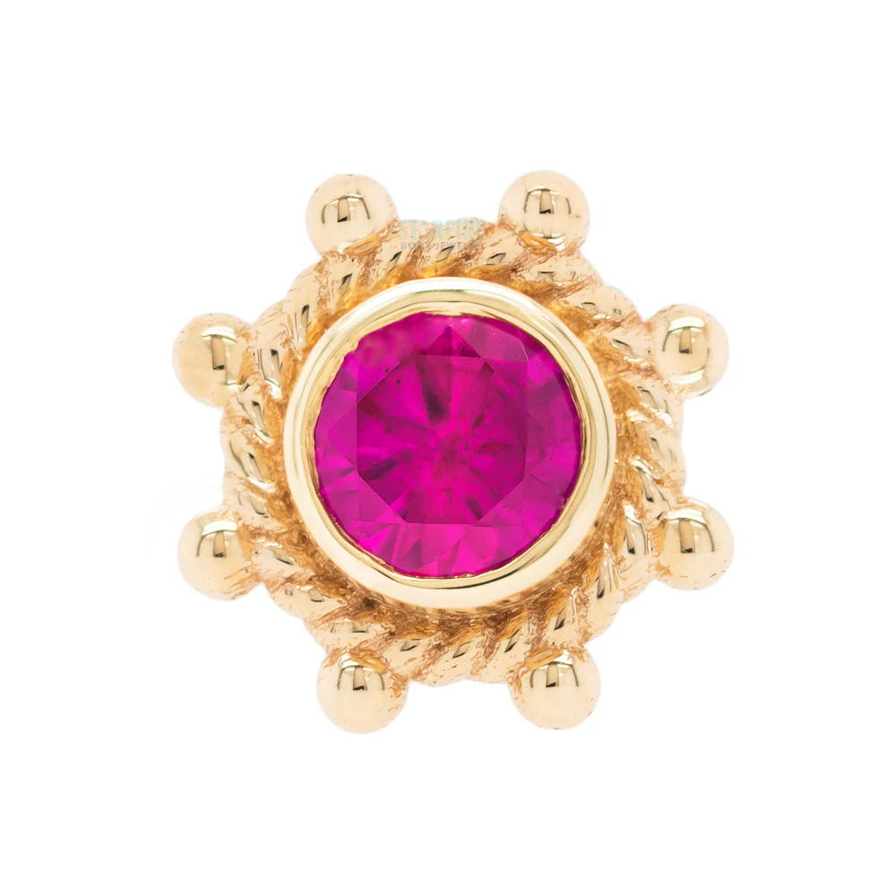 Indian Wheel Nostril Screw in Gold with Ruby - Image 3