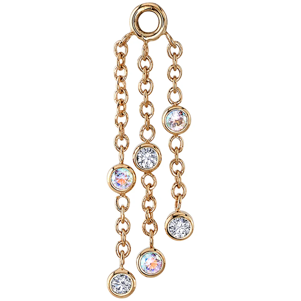 "Innocence" Chain Charm in Gold with DIAMONDS & Mercury Mist Topaz - Image 2