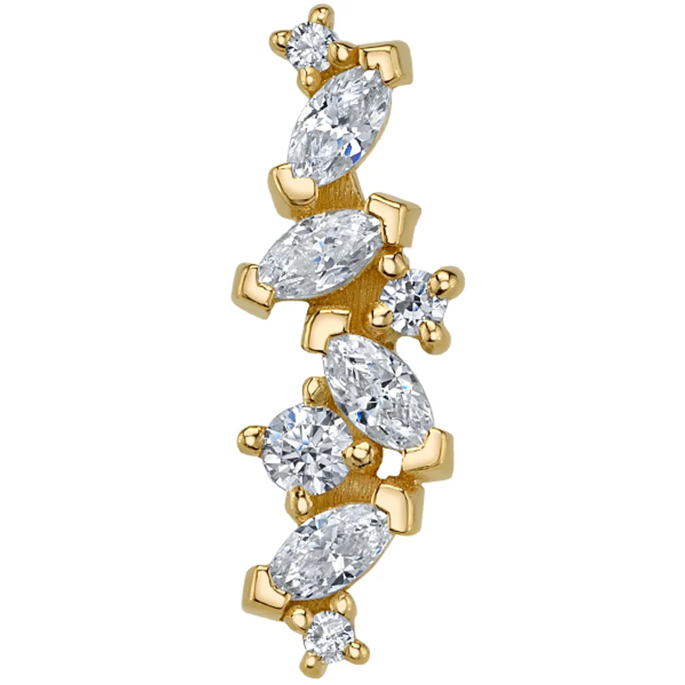 "Irina" Threaded End in Gold with White CZ's - Image 2