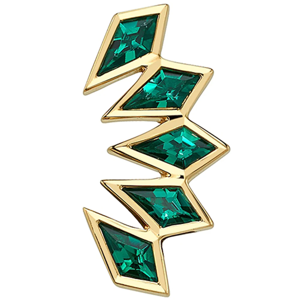 "Ishtar" Threaded End in Gold & Platinum with Chatham Emeralds - Image 2