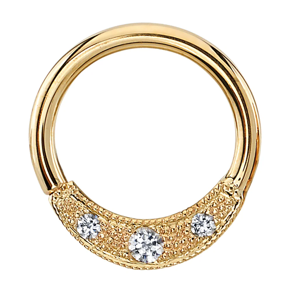 "Janna" Seam Ring in Gold with White CZ's - Image 2
